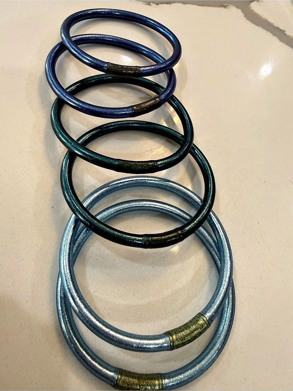 BuDhaGirl Plume All Weather Bangles Set of 6 Blue & Green